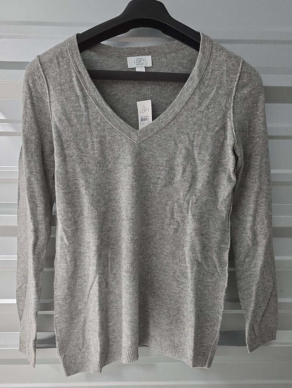 LOFT Light Grey V-Neck Long Sleeve Sweater
